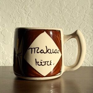 Vintage Pohaku Kiln "Mom" Coffee Mug Handcrafted in Hawaii Brown Tiki